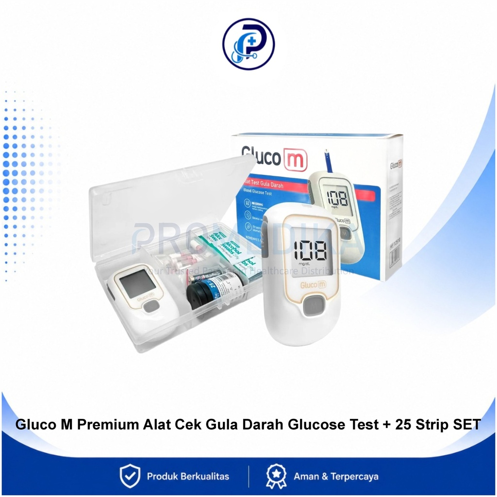 Gluco M Premium Blood Glucose Test 25 Strip Set No Code