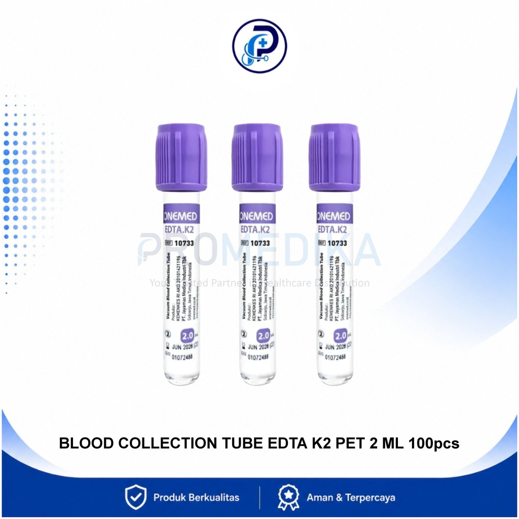 OneMed Tabung Darah Blood Collection Tube EDTA K2 PET 2 ml Isi 100 pcs OneLab